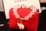 Matte Crystal Elephant Charm Bracelet