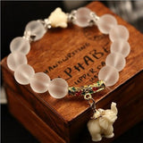 Matte Crystal Elephant Charm Bracelet