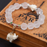 Matte Crystal Elephant Charm Bracelet