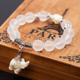 Matte Crystal Elephant Charm Bracelet