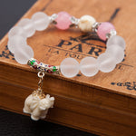 Matte Crystal Elephant Charm Bracelet