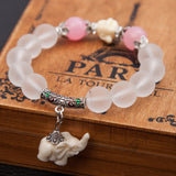 Matte Crystal Elephant Charm Bracelet