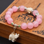 Matte Crystal Elephant Charm Bracelet