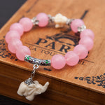 Matte Crystal Elephant Charm Bracelet