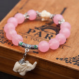 Matte Crystal Elephant Charm Bracelet